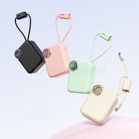 客製化迷你自帶線快充行動電源禮品