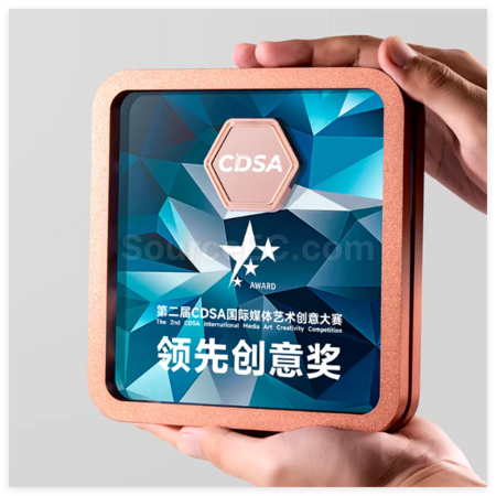 客製化方形金屬水晶獎座禮品
