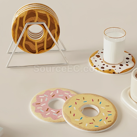 客製化甜甜圈圓形矽藻泥杯墊禮品