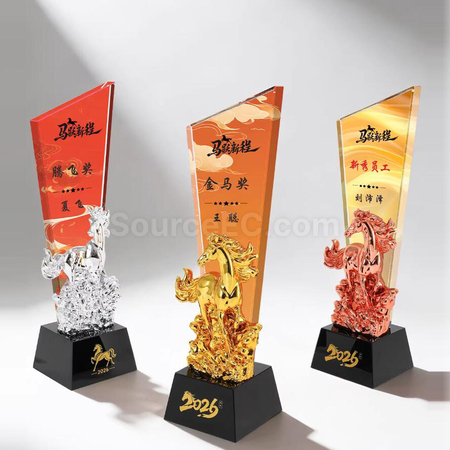 客製化馬年水晶獎座禮品