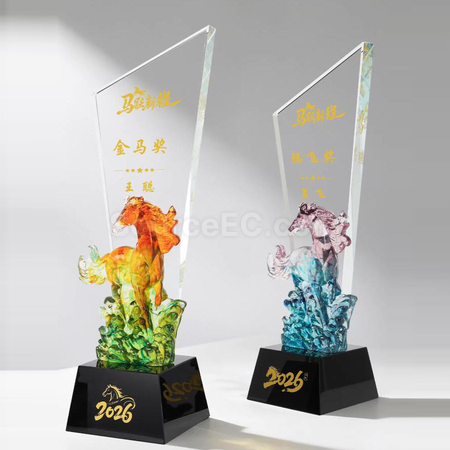 客製化馬年水晶獎座禮品