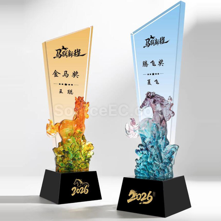 客製化馬年水晶獎座禮品