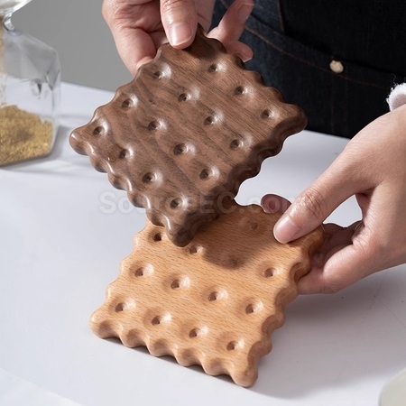 客製化實木餅乾隔熱杯墊禮品