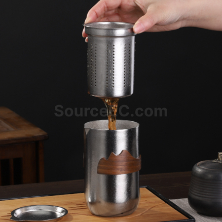 客製化純鈦雙層一壺四杯泡茶套裝禮品