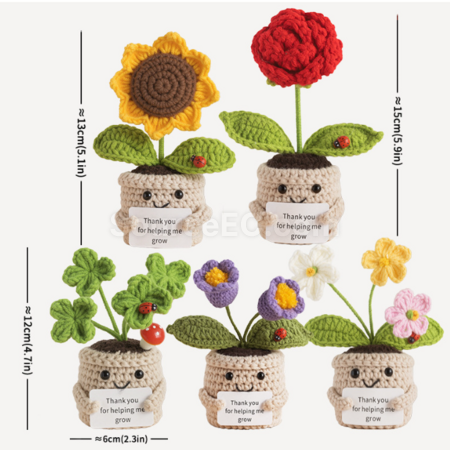 客製化針織花朵植物盆栽禮品