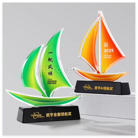 客製化帆船水晶獎座禮品