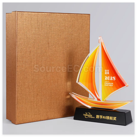 客製化帆船水晶獎座禮品
