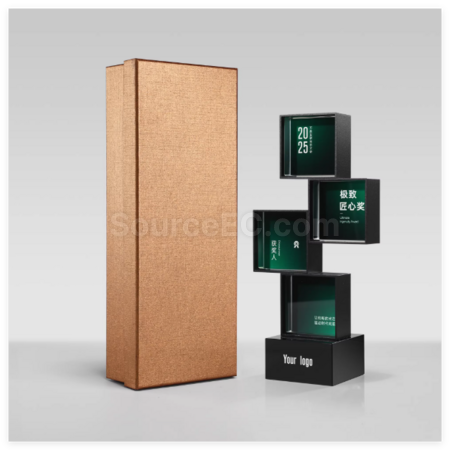 客製化創意科技方形金屬水晶獎杯禮品