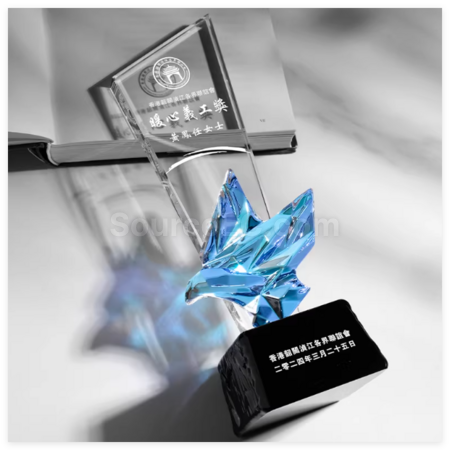 客製化炫彩飛鴿水晶獎座禮品