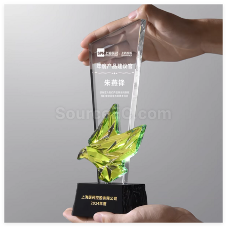 客製化炫彩飛鴿水晶獎座禮品