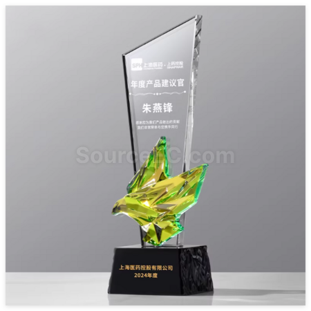 客製化炫彩飛鴿水晶獎座禮品