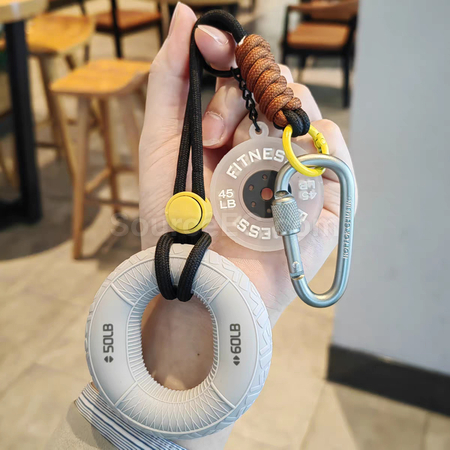 客製化握力器+啞鈴片解壓鑰匙扣掛件禮品