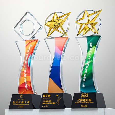 客製化五角星水晶獎座禮品