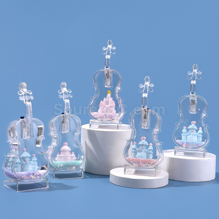 客製化小提琴城堡流沙彩燈擺飾禮品