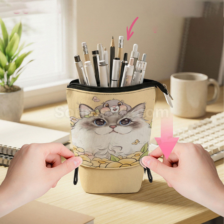 客製化奶茶伸縮筆袋禮品