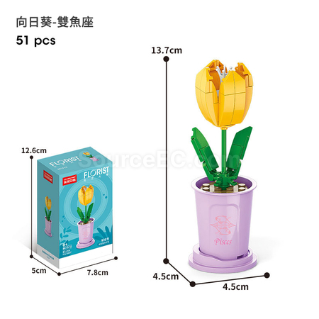 客製化咖啡杯植物系列積木-12星座守護花系列禮品