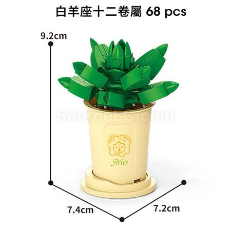 客製化咖啡杯植物系列積木-12星座多肉植物系列禮品