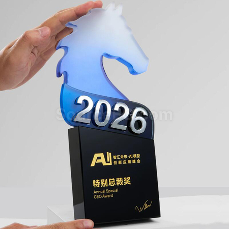客製化馬年水晶獎座禮品