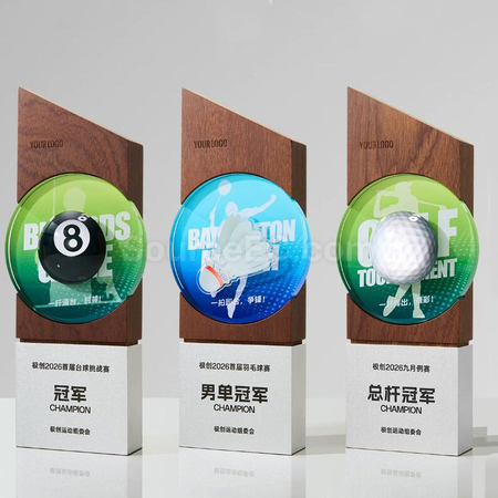 客製化實木水晶獎座禮品