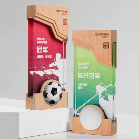 客製化實木水晶獎座禮品