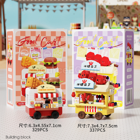 客製化街邊美食小車街景積木禮品