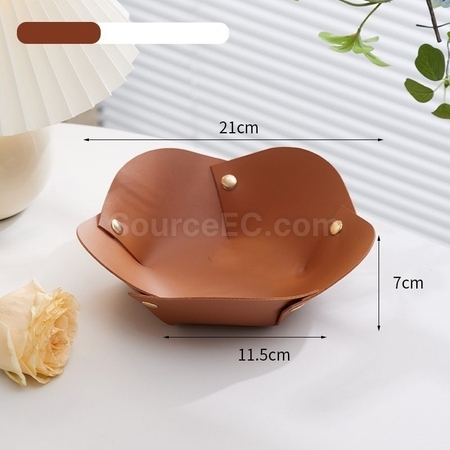 客製化花朵形狀PU皮革摺疊收納盤禮品