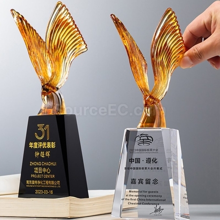 客製化飛鳥琉璃獎杯禮品