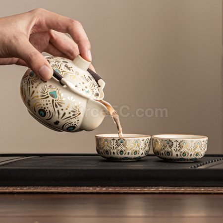 客製化敦煌風翎陶瓷旅行茶具套裝禮品