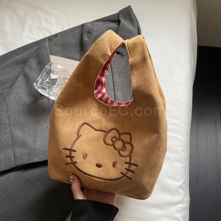 客製化麂皮拼復古紅格子手提包禮品