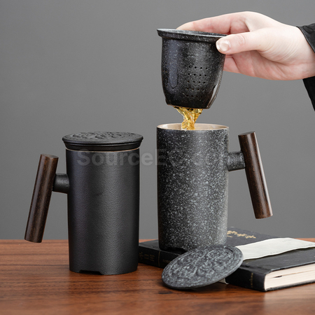 客製化陶瓷茶水分離泡茶杯禮品