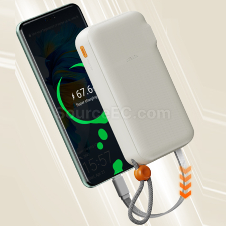 客製化帶線22.5W快充插行動電源-歐英規轉接器禮品