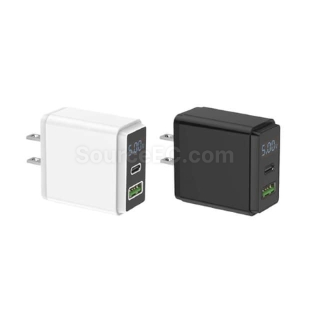 【台製】PD(20W)+QC3.0 智慧型數位顯示急速電源供應器