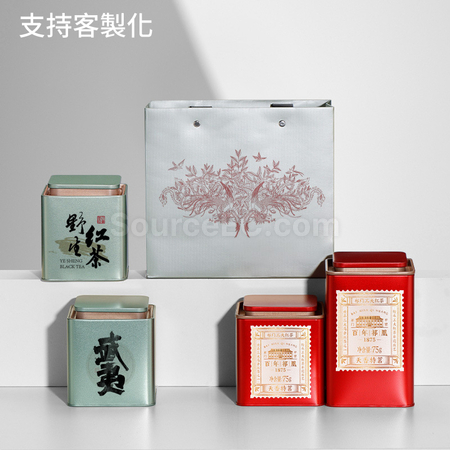 客製化「茗跡」方形茶葉鐵罐禮品
