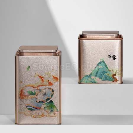 客製化「茗跡」方形茶葉鐵罐禮品
