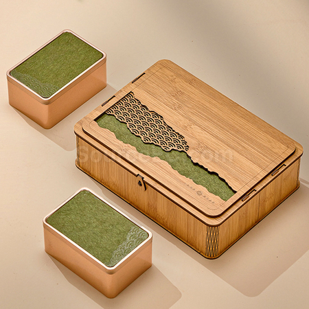 客製化「天地自然」仿竹手提拼接茶葉禮盒禮品