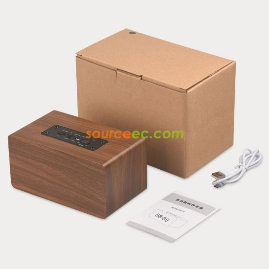 客製化木紋無線藍牙鬧鐘喇叭禮品