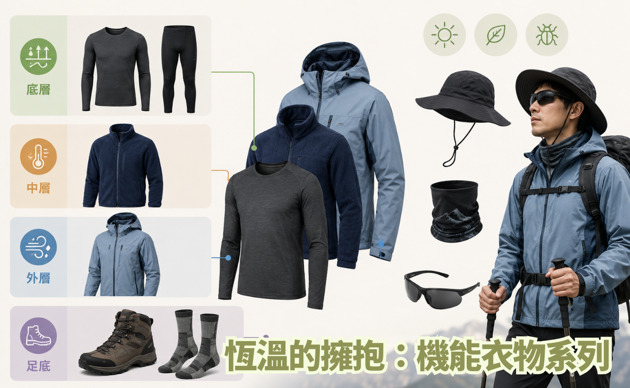 單日登山, 輕量化清單, 登山裝備推薦, 戶外禮品, 一日健行必備, 登山新手攻略, 行動糧推薦, 登山安全配備, 三層穿搭法, 輕量登山背包