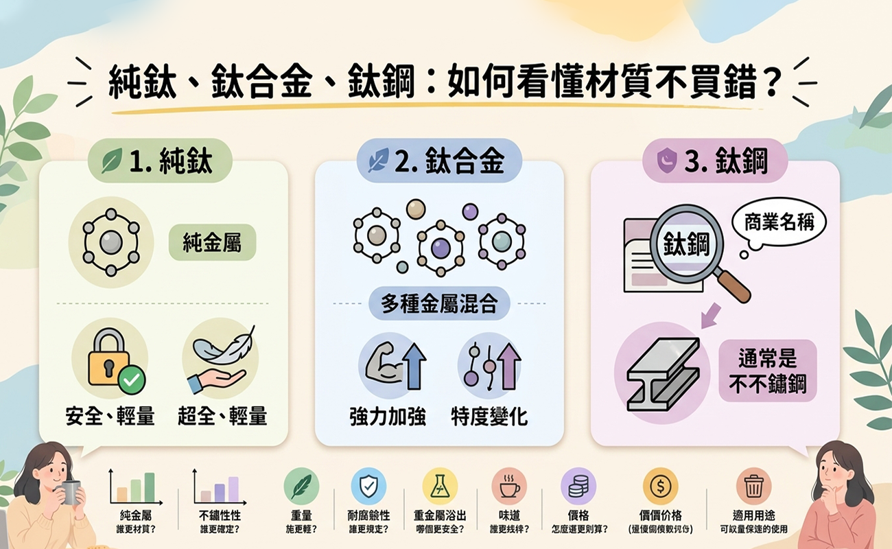 純鈦, 純鈦杯, 純鈦餐具, 不鏽鋼, 不鏽鋼杯, 不鏽鋼餐具, 純鈦vs不鏽鋼, 鈦杯, 鈦餐具, 水杯材質, 餐具材質, 戶外餐具, 企業禮品, 客製化水杯, 客製化餐具